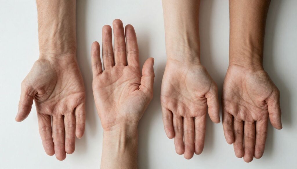 Aged and youthful human hands side by side, illustrating the concept of biological aging as measured by biomarkers