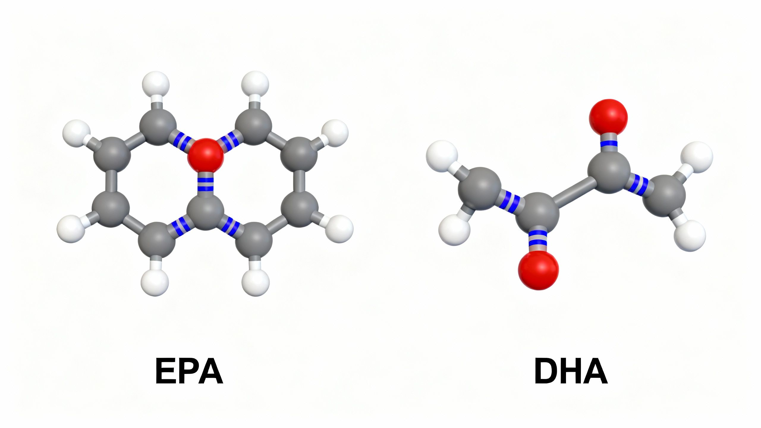 Molecular structures of EPA and DHA omega-3 fatty acids
